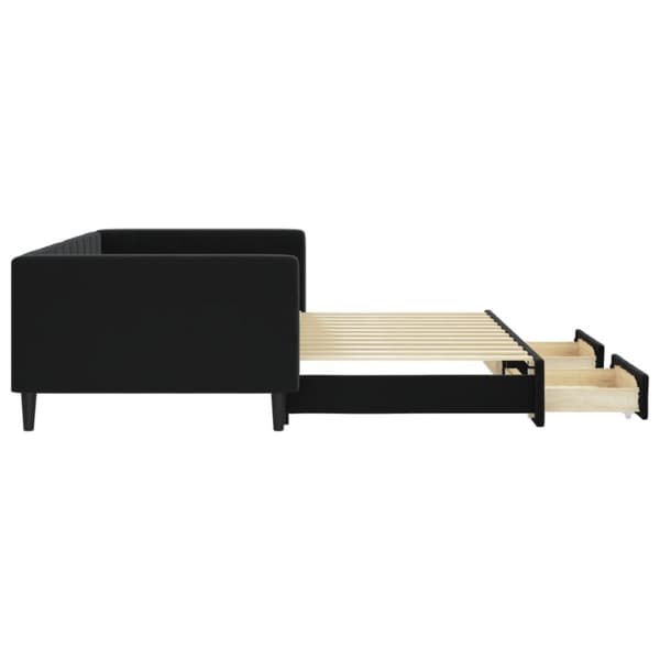 daybed med udtræk og skuffer 100x200 cm velour sort