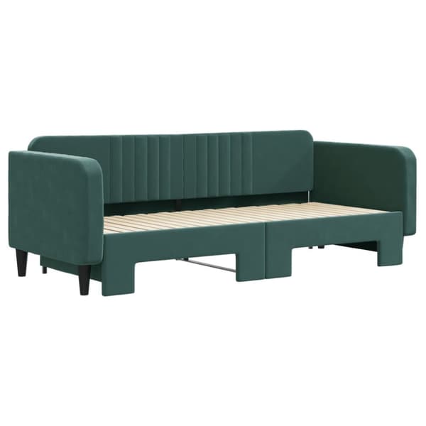 Dagbädd utdragbar mörkgrön 90x200 cm sammet
