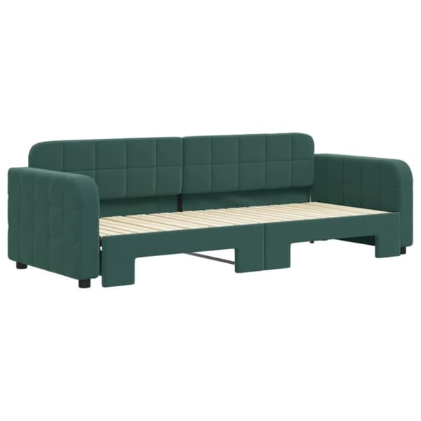 daybed med udtræk 80x200 cm velour mørkegrøn