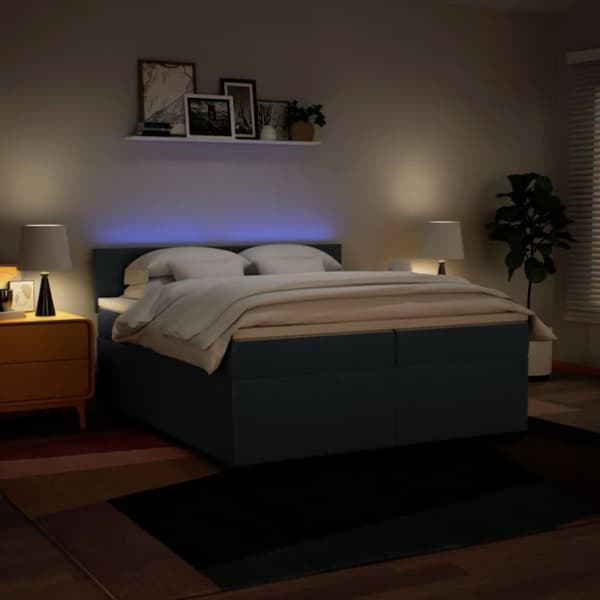kontinentalseng med madras 200x200 cm stof blå