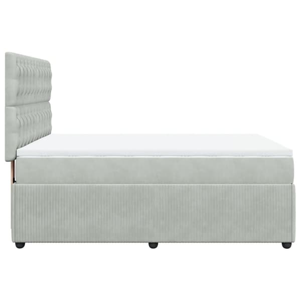 Ramsäng med madrass ljusgrå 160x200 cm sammet