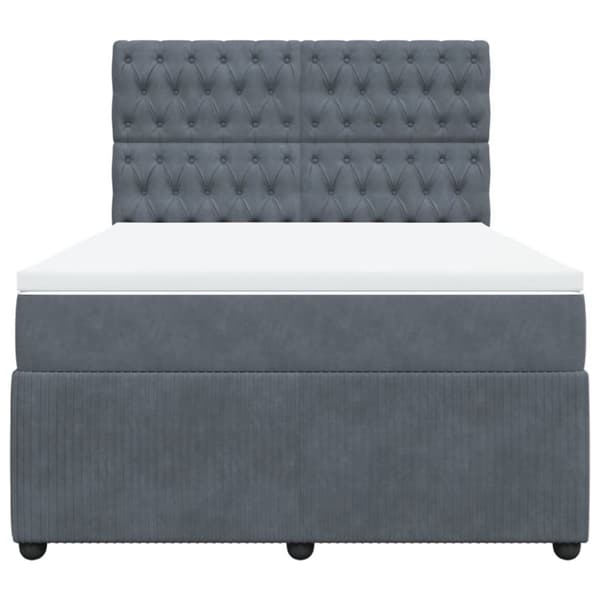 Ramsäng med madrass mörkgrå 140x190 cm sammet