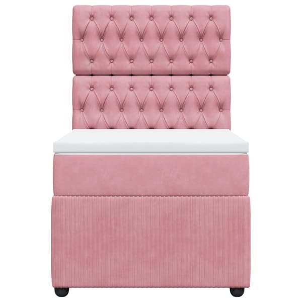 kontinentalseng med madras 90x190 cm fløjl pink