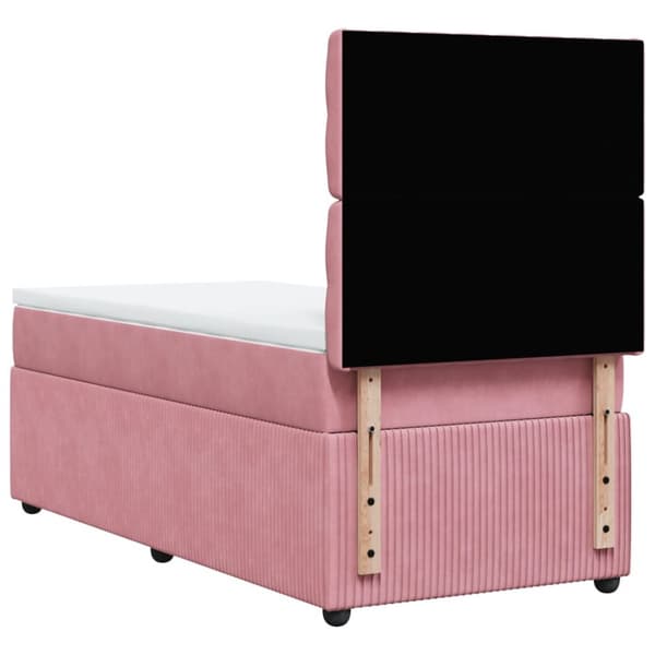 kontinentalseng med madras 90x190 cm fløjl pink