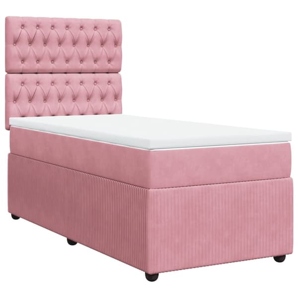 kontinentalseng med madras 90x190 cm fløjl pink