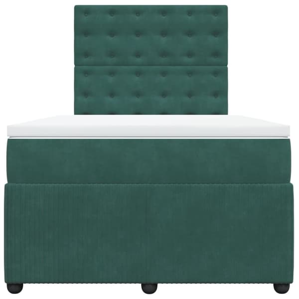 Ramsäng med madrass mörkgrön 120x190 cm sammet