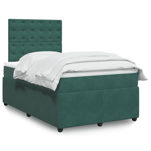Ramsäng med madrass mörkgrön 120x190 cm sammet