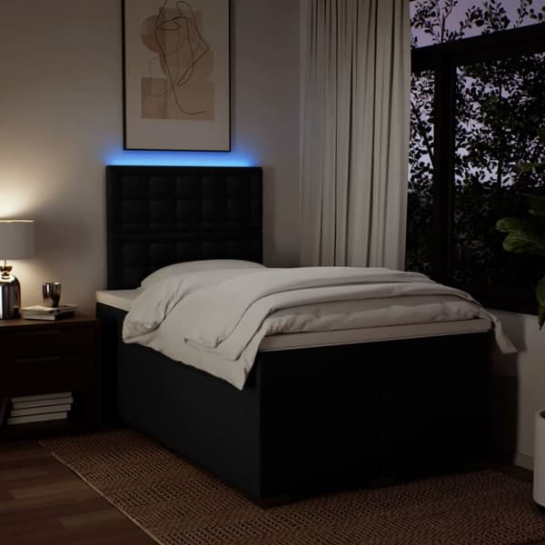 kontinentalseng med madras 120x190 cm stof sort
