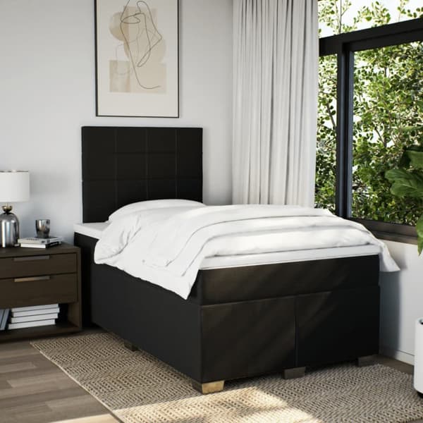 Ramsäng med madrass svart 120x190 cm tyg