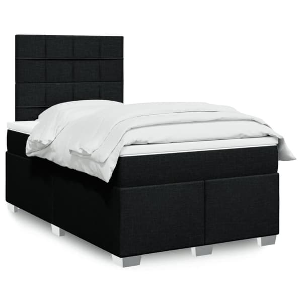 Ramsäng med madrass svart 120x190 cm tyg