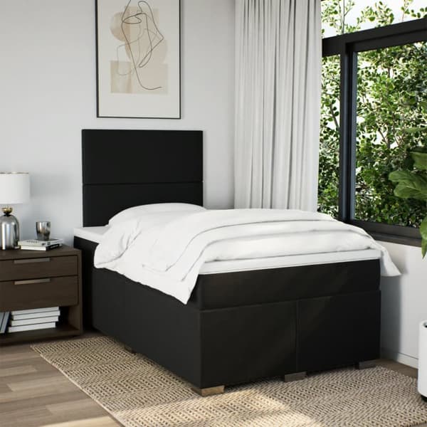 Ramsäng med madrass svart 120x190 cm tyg