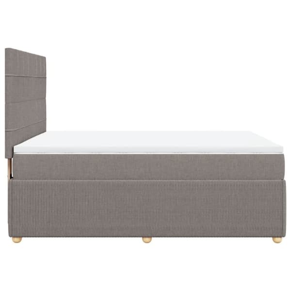 Ramsäng med madrass taupe 160x200 cm tyg