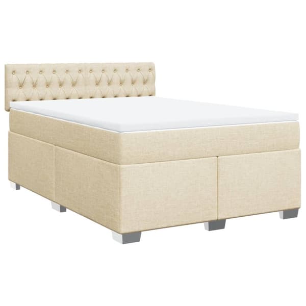 kontinentalseng med madras 140x190 cm stof cremefarvet