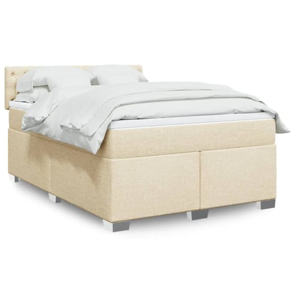 kontinentalseng med madras 140x190 cm stof cremefarvet