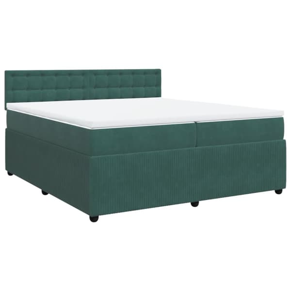Ramsäng med madrass mörkgrön 200x200 cm sammet