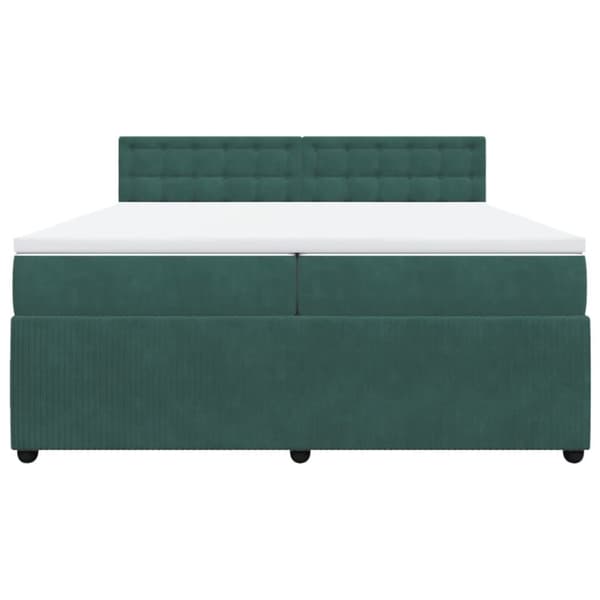 Ramsäng med madrass mörkgrön 200x200 cm sammet