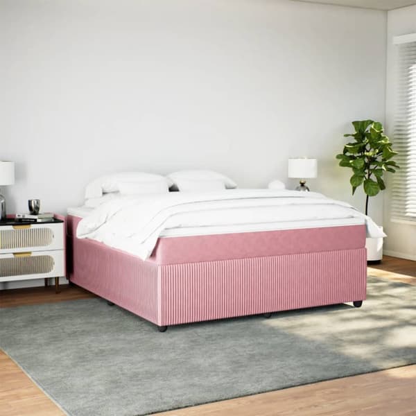 kontinentalseng med madras 180x200 cm fløjl lyserød