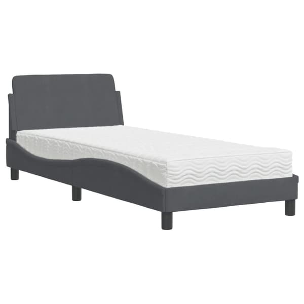 Säng med madrass mörkgrå 90x200 cm sammet