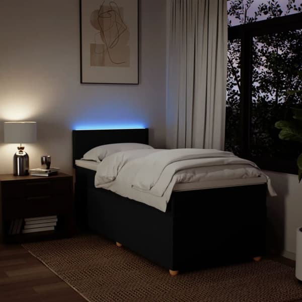 kontinentalseng med madras 90x190 cm stof sort