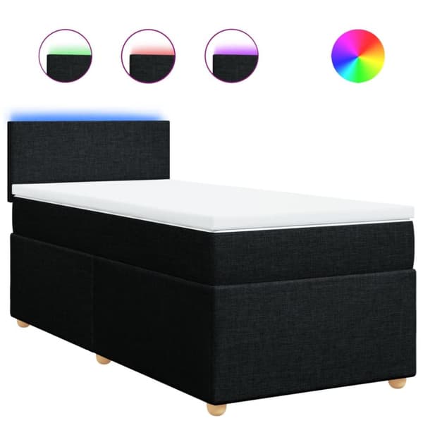 kontinentalseng med madras 90x190 cm stof sort