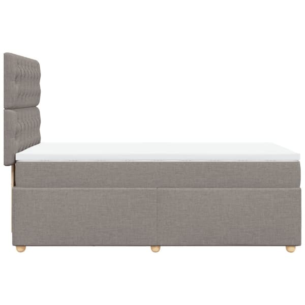 Mannermainen sänky patjalla, taupe, kangas, 90x200 cm