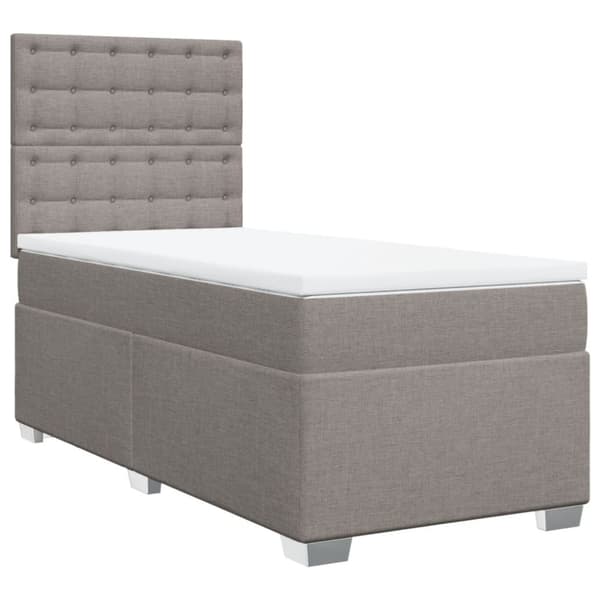 Ramsäng med madrass taupe 80x200 cm tyg