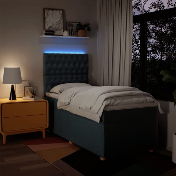 kontinentalseng med madras 90x200 cm stof blå