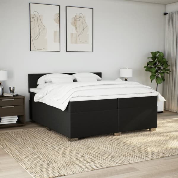 Ramsäng med madrass svart 200x200 cm tyg