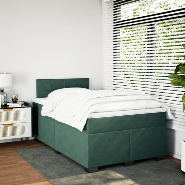 kontinentalseng med madras 120x190 cm velour mørkegrøn