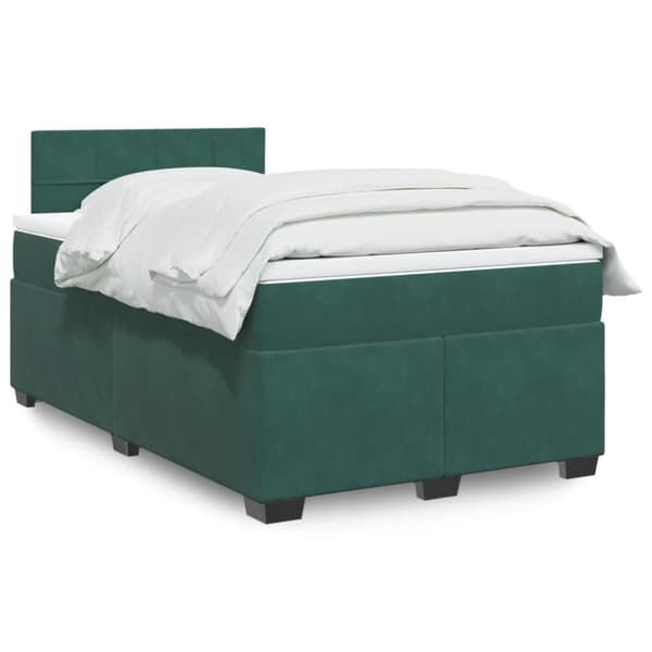 kontinentalseng med madras 120x190 cm velour mørkegrøn
