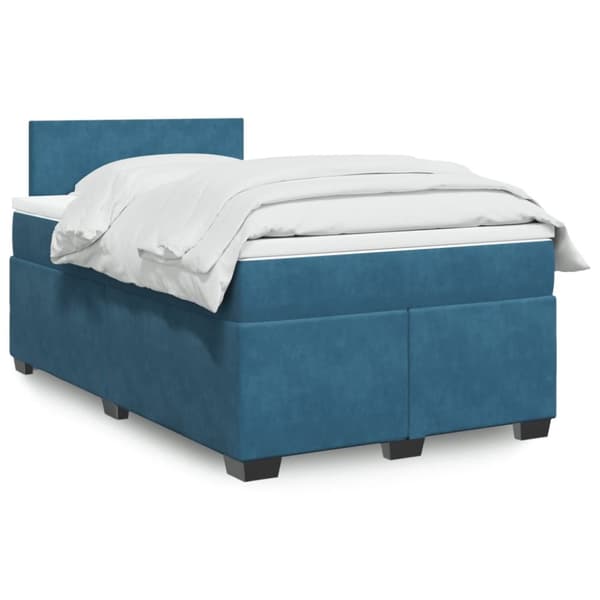 kontinentalseng med madras 120x190 cm velour blå