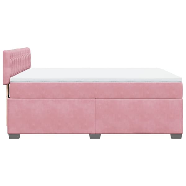 Ramsäng med madrass rosa 160x200 cm sammet