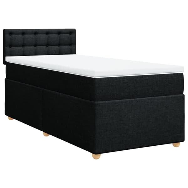 Ramsäng med madrass svart 90x190 cm tyg