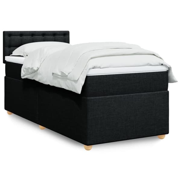 Ramsäng med madrass svart 90x190 cm tyg