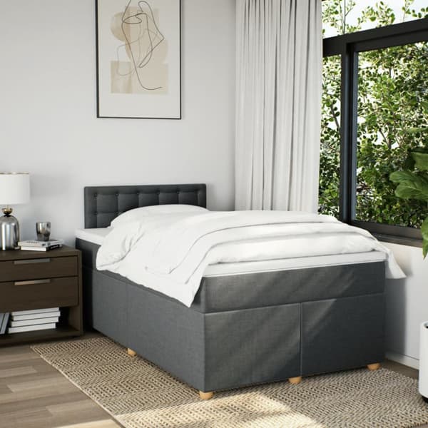 kontinentalseng med madras 120x190 cm stof mørkegrå
