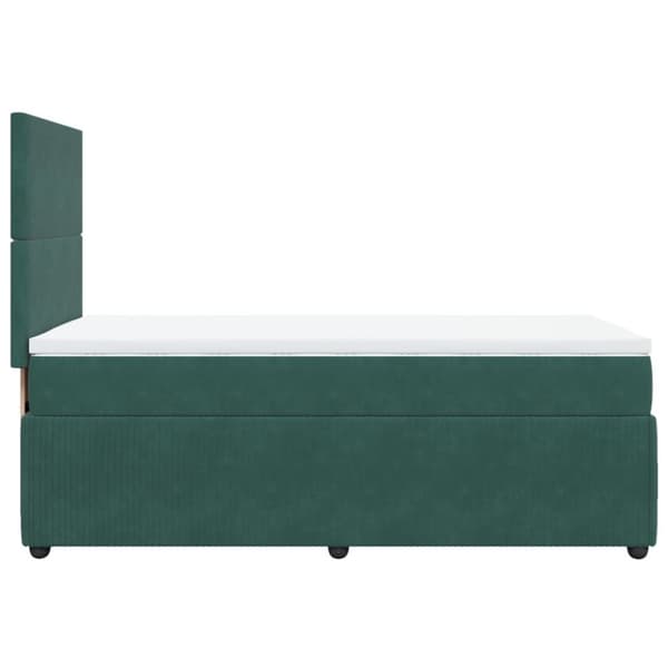 Ramsäng med madrass mörkgrön 90x200 cm sammet