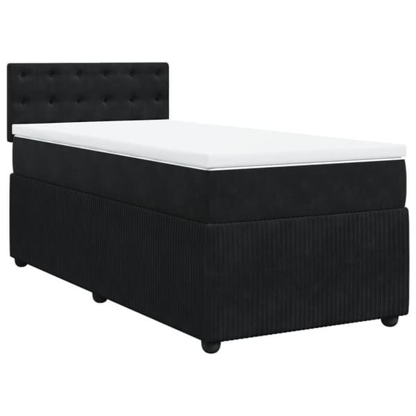 Ramsäng med madrass svart 80x200 cm sammet