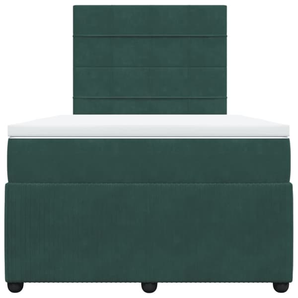 Ramsäng med madrass mörkgrön 120x190 cm sammet