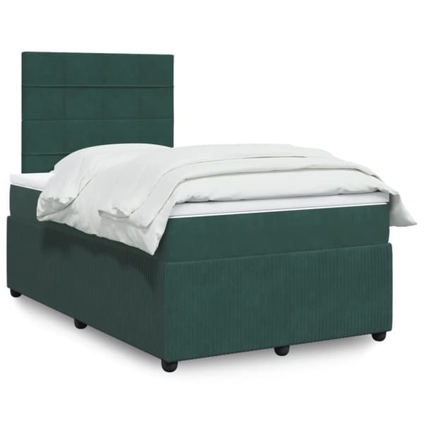 Ramsäng med madrass mörkgrön 120x190 cm sammet