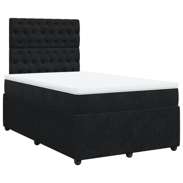 Ramsäng med madrass svart 120x190 cm sammet