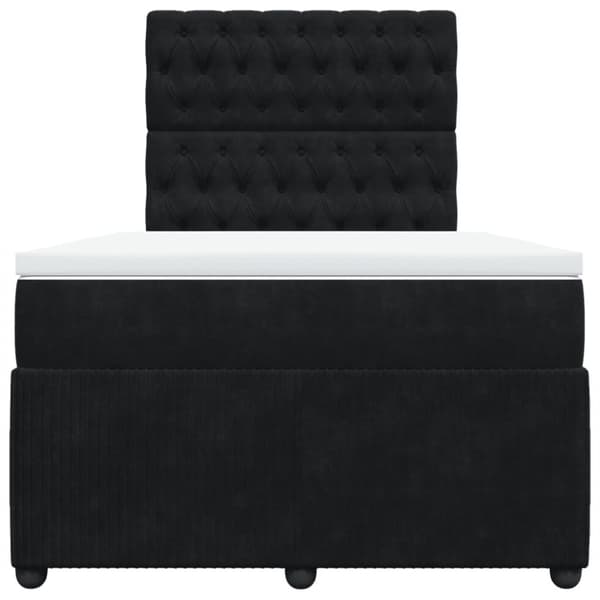 Ramsäng med madrass svart 120x190 cm sammet