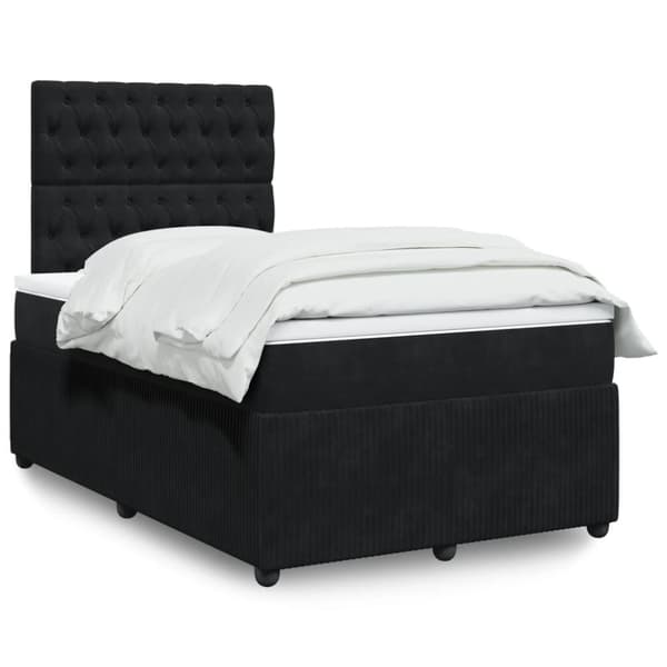 Ramsäng med madrass svart 120x190 cm sammet