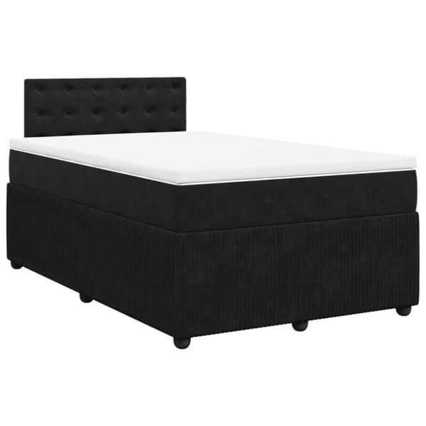 Ramsäng med madrass svart 120x190 cm sammet