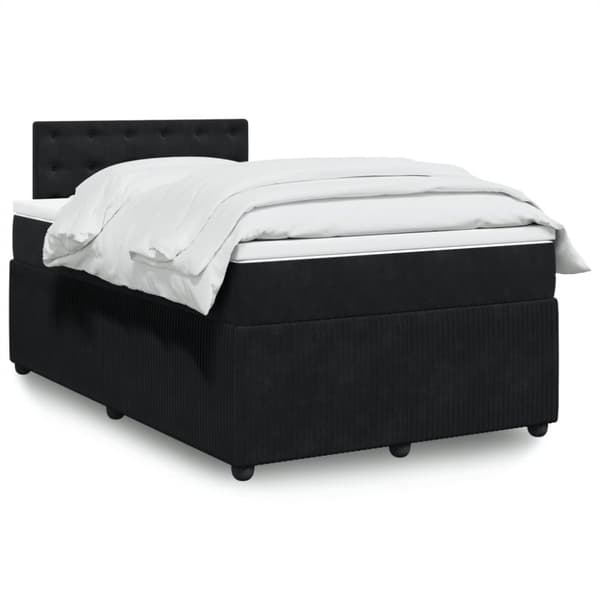 Ramsäng med madrass svart 120x190 cm sammet