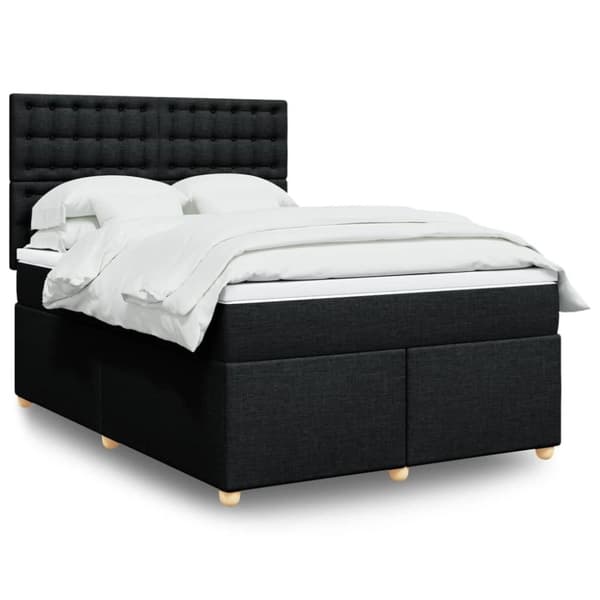 kontinentalseng med madras 140x190 cm stof sort