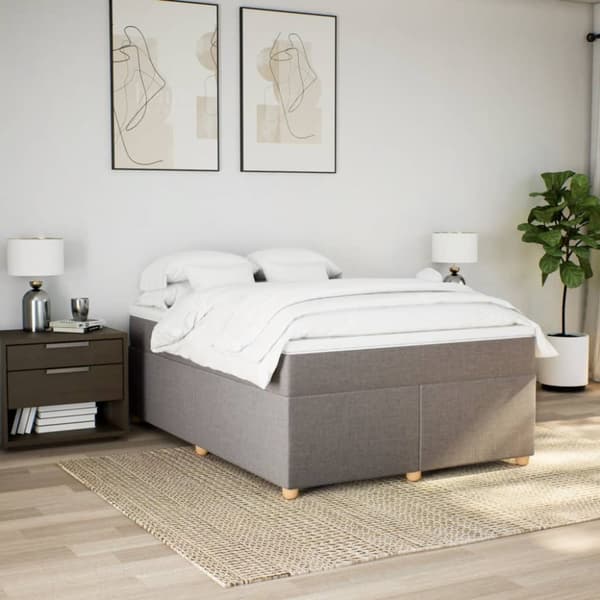 Mannermainen sänky patjalla, taupe, kangas, 160x200 cm