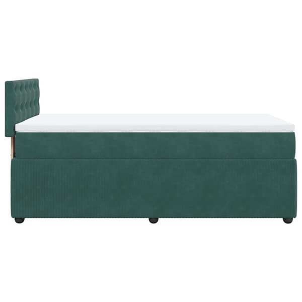 kontinentalseng med madras 80x200 cm fløjl mørkegrøn