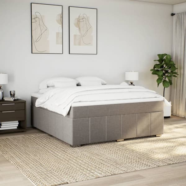 Mannermainen sänky patjalla, taupe, kangas, 180x200 cm