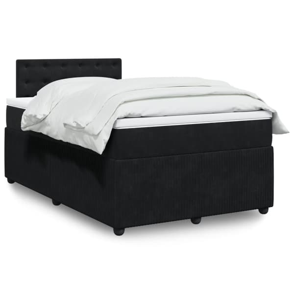 Ramsäng med madrass svart 120x190 cm sammet