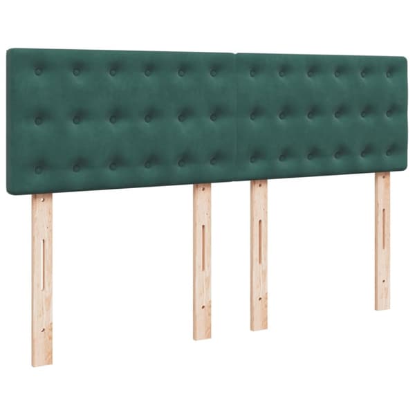 Ramsäng med madrass mörkgrön 140x190 cm sammet